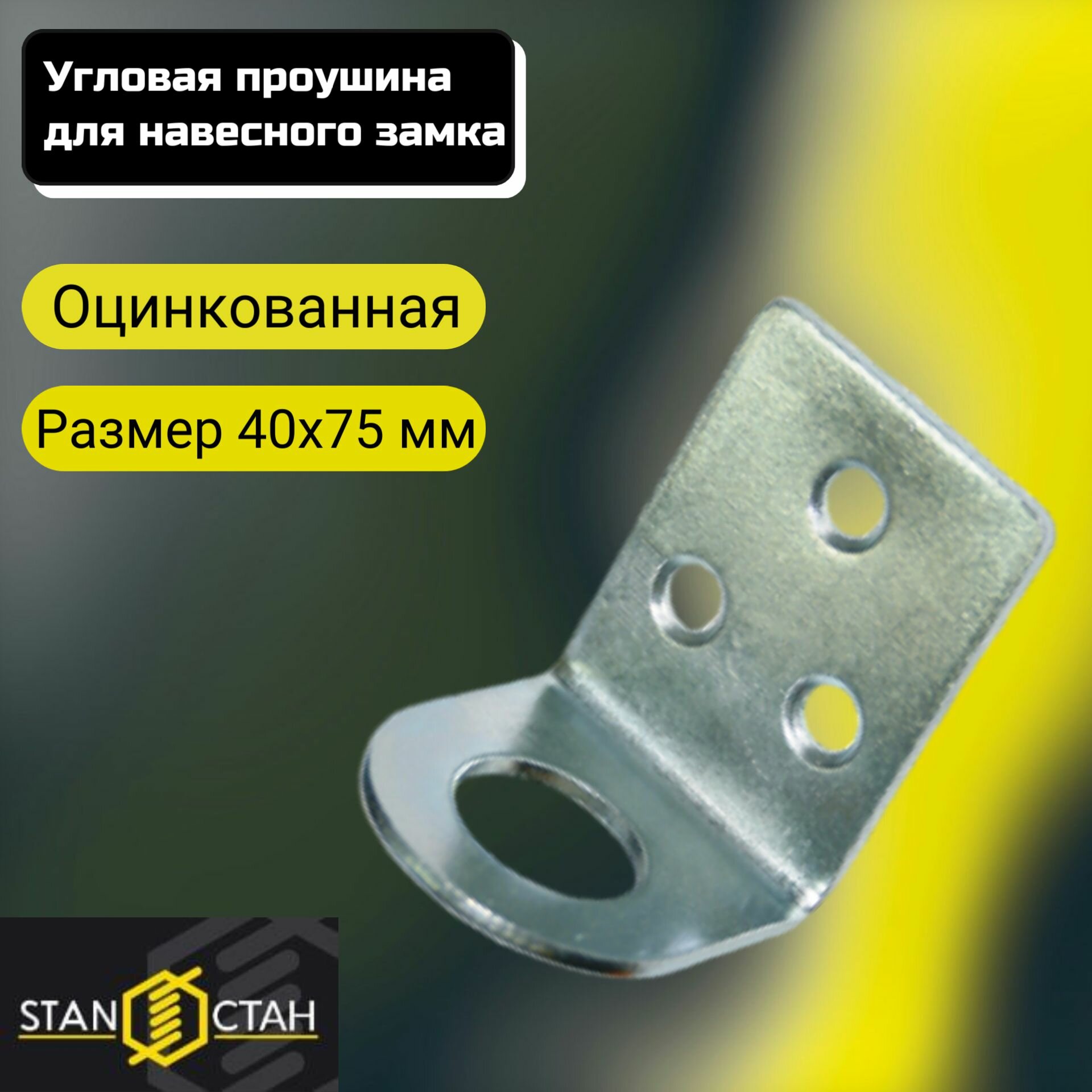 Угловая проушина для навесного замка 40х75мм оцинкованная 2шт