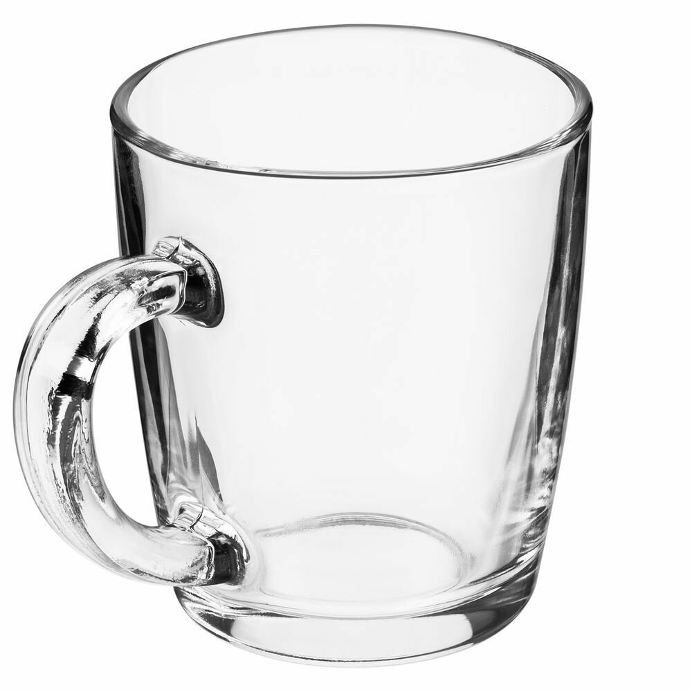 Кружка стеклянная для чая и кофе Basic Round, Pasabahce, чашка подарочная 340 мл, прозрачная — фото 1