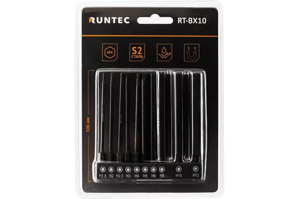 RUNTEC Набор бит HEX 10 предметов RT-BX10