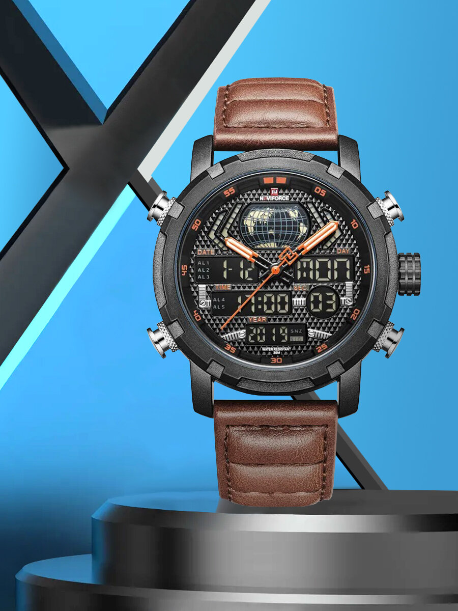 Наручные часы Naviforce, коричневый/черный