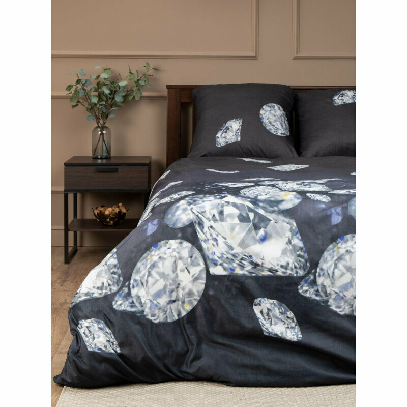 Постельное белье 2сп микрофибра Black (нав. 70х70 2 шт) черный 2002066