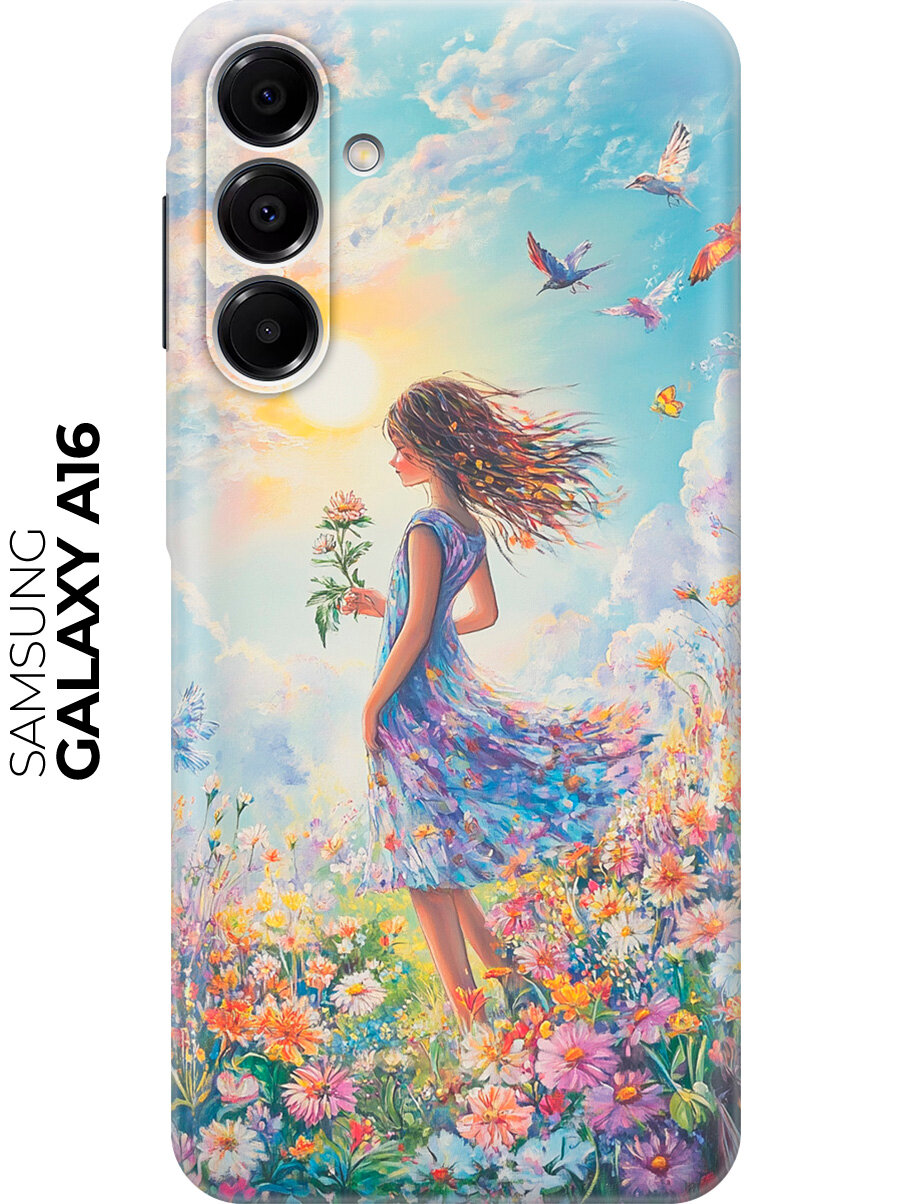 Силиконовый чехол на Samsung Galaxy A16 с принтом "Девочка в поле цветов"