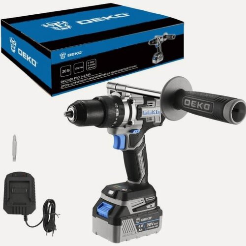 Изображение товара Бесщеточная аккумуляторная ударная дрель-шуруповерт Deko DKCID20 PRO, 20В, 135 Нм, 1x4.0Ач (085-1068)