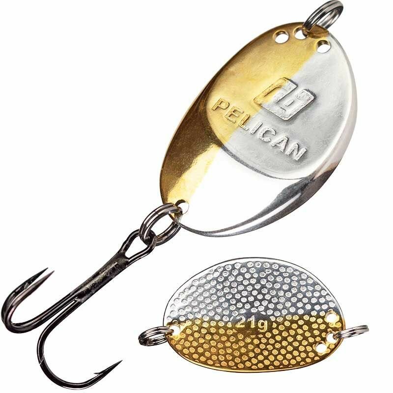 Блесна литьевая из латуни на жереха  покрыта золотом и серебром RB Пеликан 26гр   4