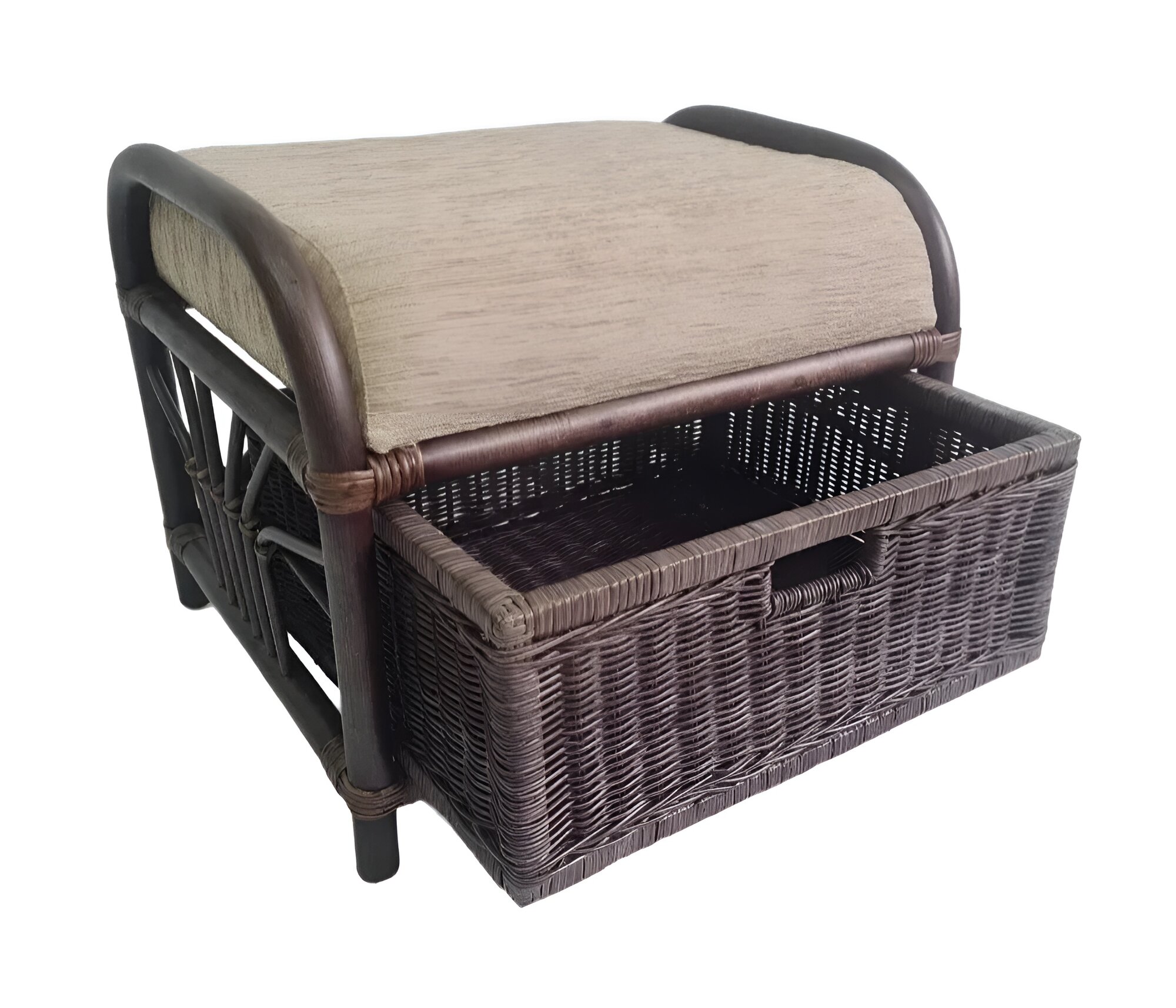 Пуф 12 20 с выдвижным ящиком и мягким сиденьем  цвет темно коричневый