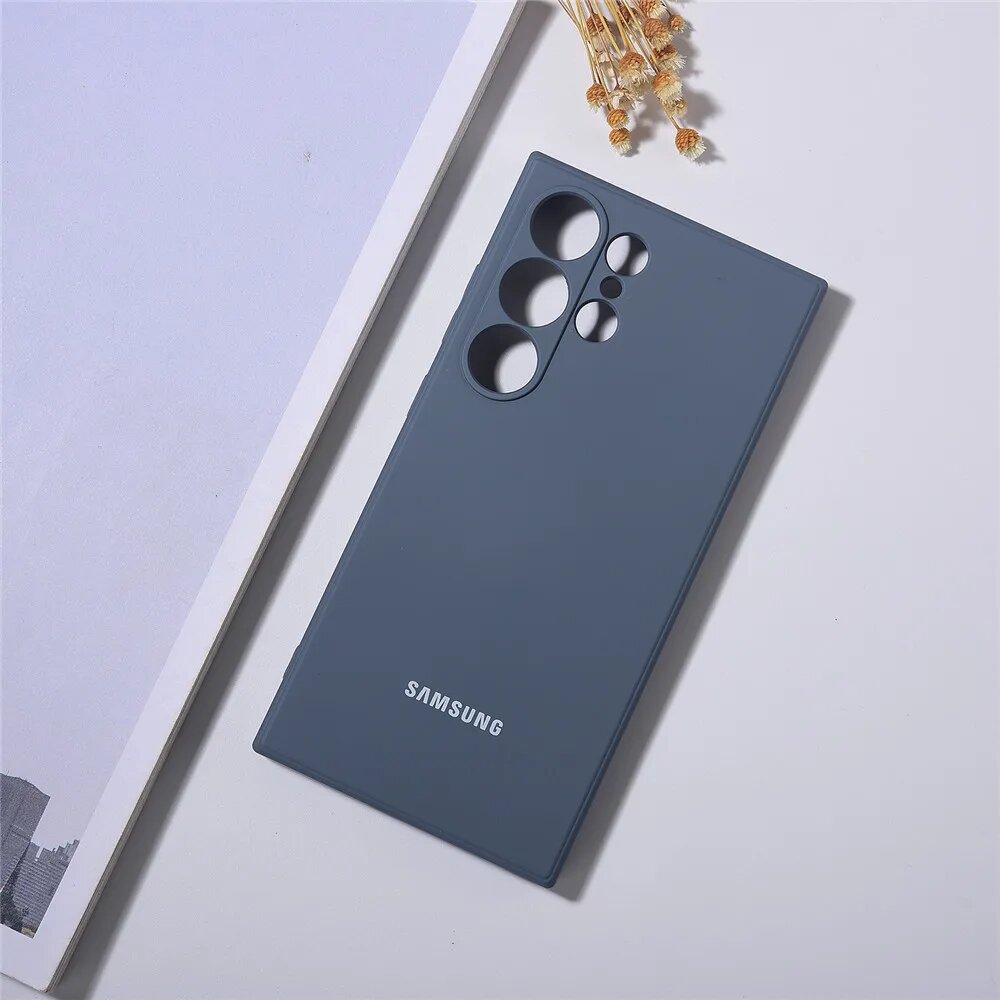 Для Samsung S24 Ultra Чехол Жидкий силиконовый мягкий сенсорный чехол для Galaxy S24 S23 S22 S21 FE Ultra Plus Тонкий защитный чехол из ТПУ, grey, For S24 Ultra