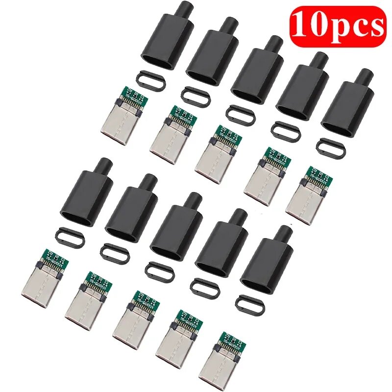 FAMCDI Type-C USB 3.1 24-контактный штекер, белый/черный, black 10pcs