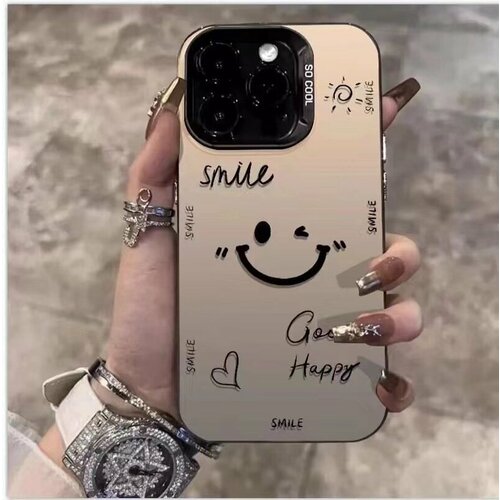 Модный смайлик, для чехлов iPhone 13, серебристый, черный