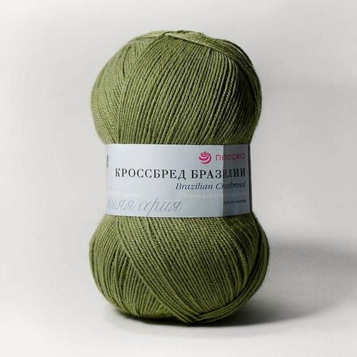 Изображение товара Пряжа Пехорка Кроссбред Бразилии 478 защитный (100г/500м, упаковка 5 мотков)