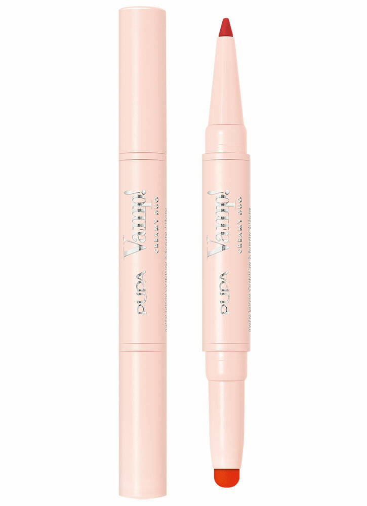 Pupa - Губная помада Vamp! Creamy Duo, 011 Оранжево-красный, 1×0.8+1×0.2 г