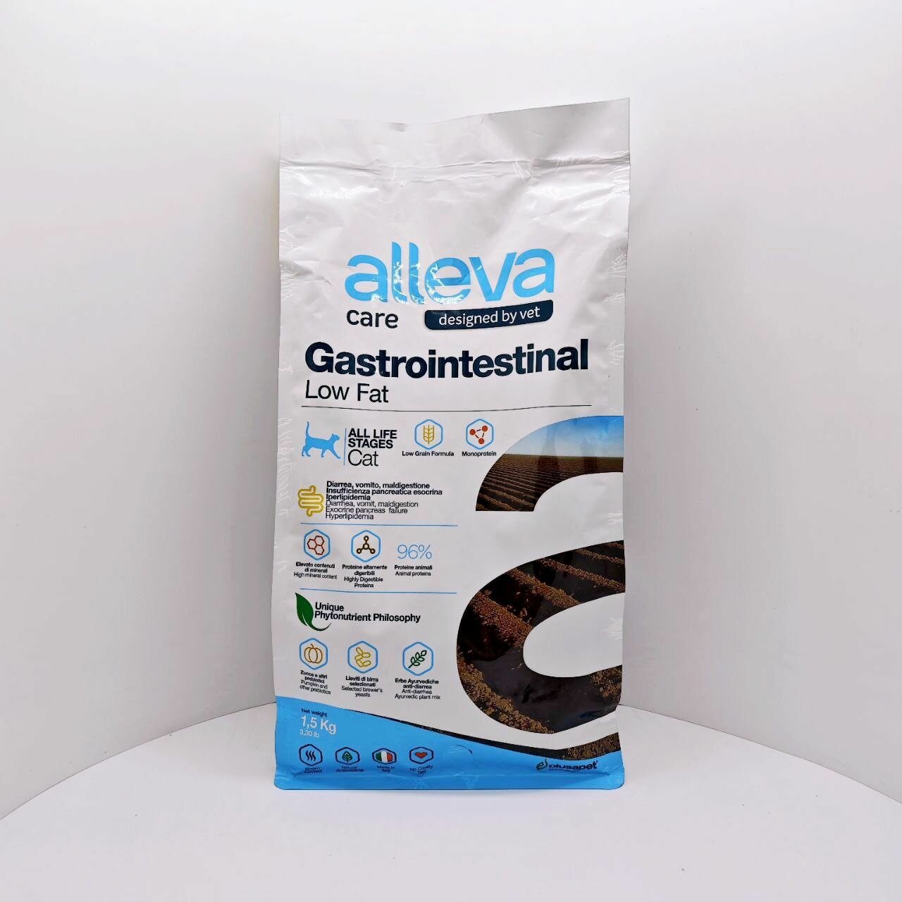 Корм для кошек сухой Alleva Care Gastrointestinal low fat контроль проблем с желудком мало жира 1.5 кг — фото 1