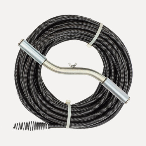 Изображение товара Спираль сантехническая (диам. 13 мм, длина 15м.) с универсальной насадкой для труб диам. до 150мм. Крокочист 51310-13-15