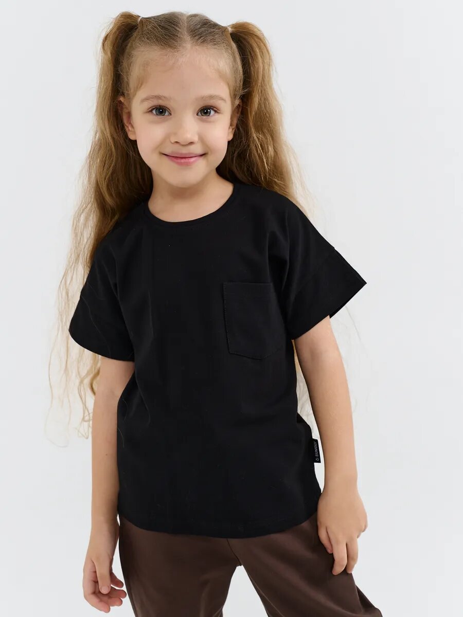 Футболка BUNGLY Базовая, размер 122, черный