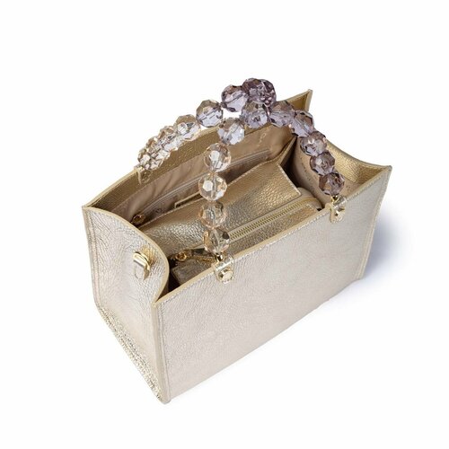 Сумка тоут Roberta Gandolfi, фактура зернистая, Platino