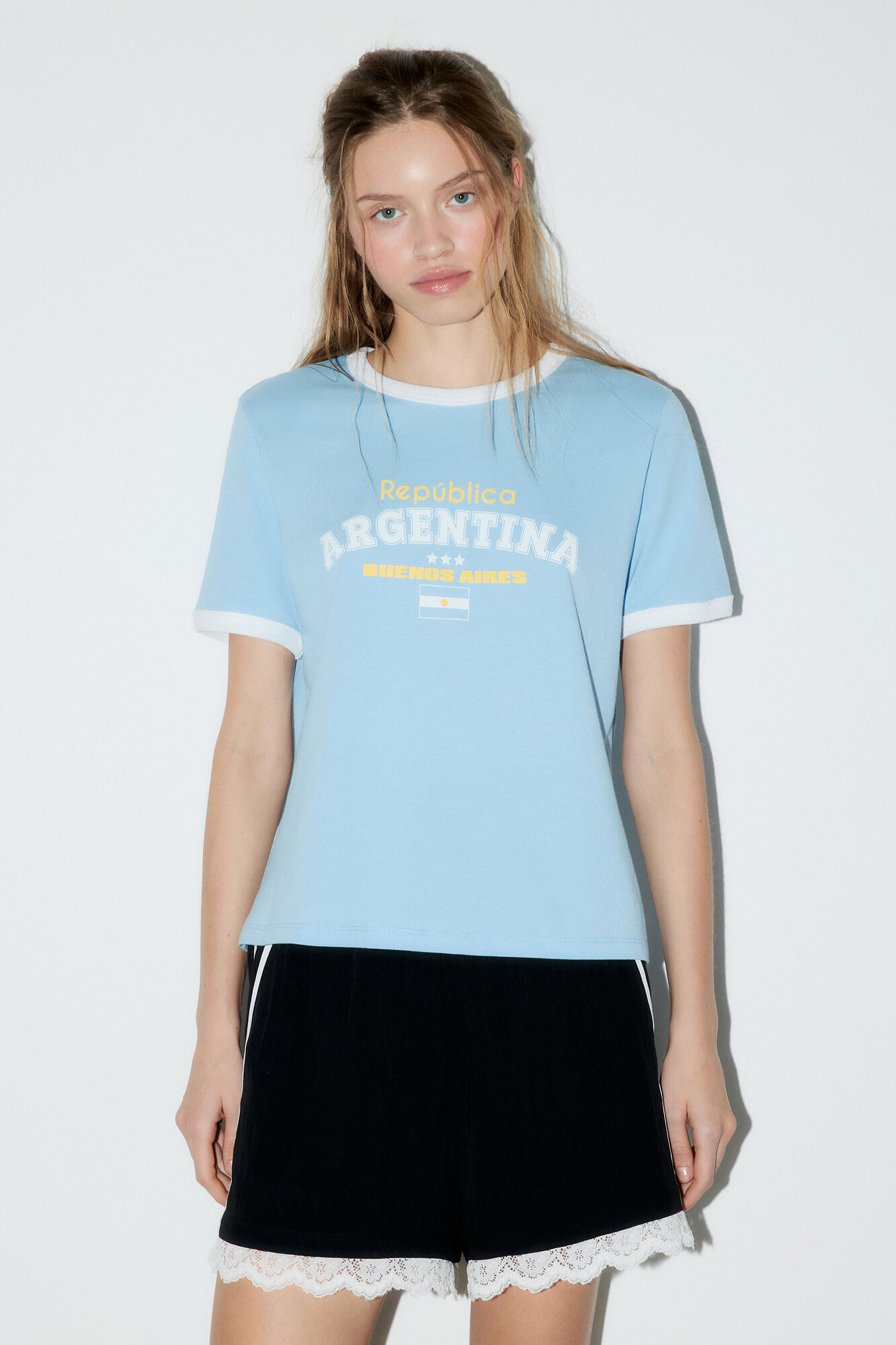 Футболка Befree, размер S, Голубой принт — фото 1