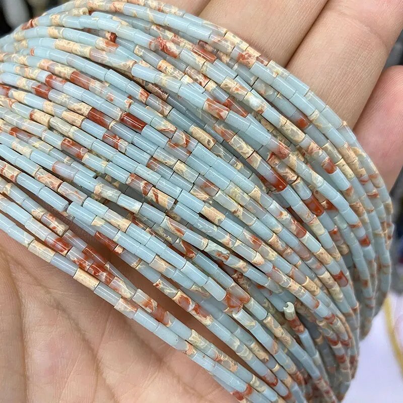 Бусины из натурального камня LUOMAN XIARI 2x4 мм, гематит, агат, яшма, кристалл, Snake Skin