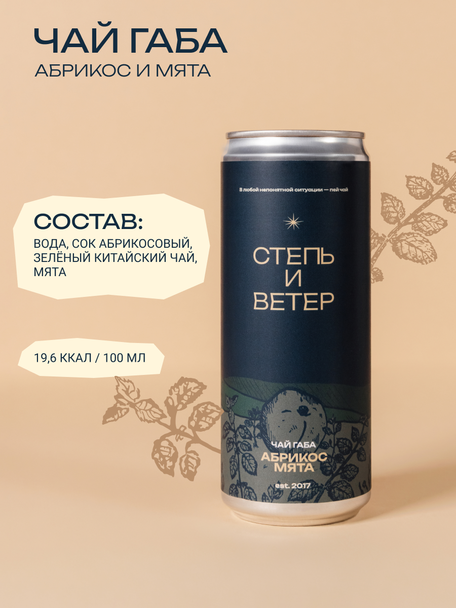 Холодный чай Габа с абрикосом и мятой Степь и Ветер (6 штук х 330 мл) — фото 1