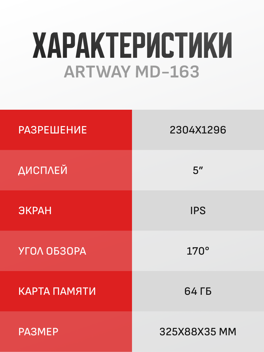 Видеорегистратор зеркало Artway MD-163 с сигнатурным радар-детектором, GPS-информатор, Super HD — фото 1