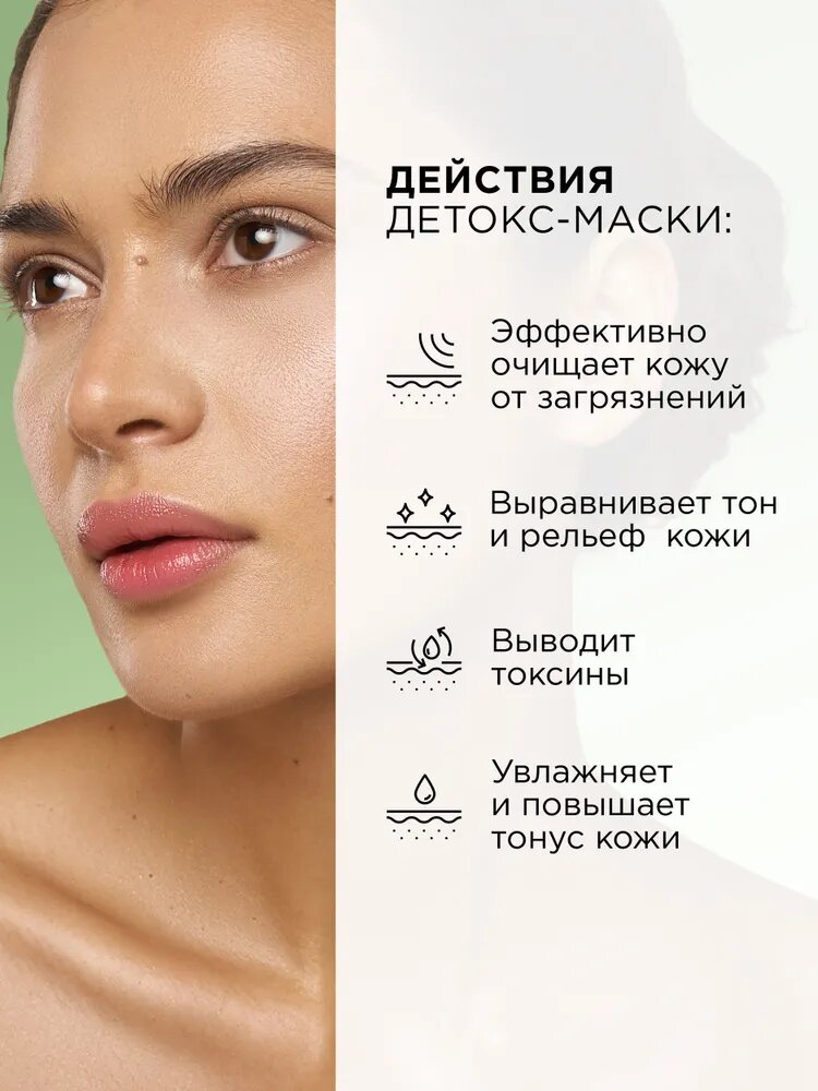 MIXIT Очищающая детокс-маска Clean Skin Deep Detox Face sos Mask with Spirulina для лица от прыщей, 60 мл — фото 1