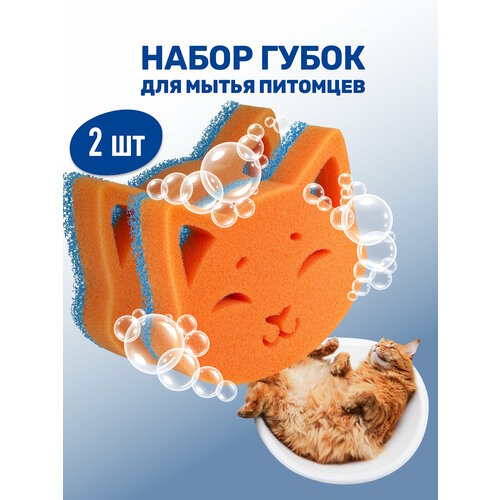 Набор губок для мытья животных / ZOORIK / Зурик / "кошка" 2 шт