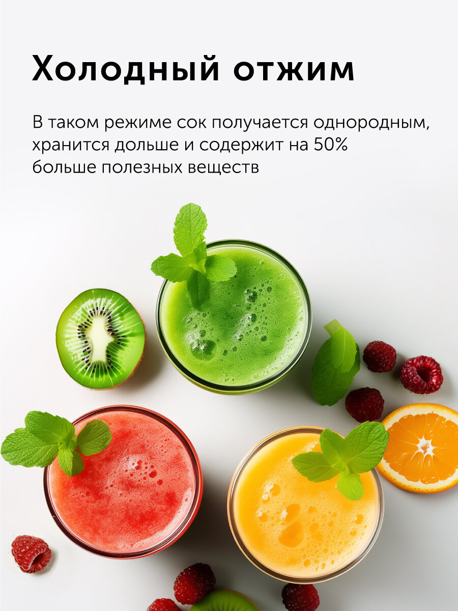 Соковыжималка RED SOLUTION RJ-930S, шнековая, 400Вт, вертикальная, 2 стакана, пластик — фото 1