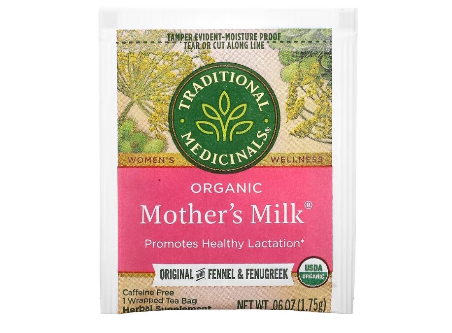 Изображение Traditional Medicinals, Organic Mother's Milk, органический чай с фенхелем и пажитником, без кофеина, 16 чайных пакетиков в упаковке, 28 г