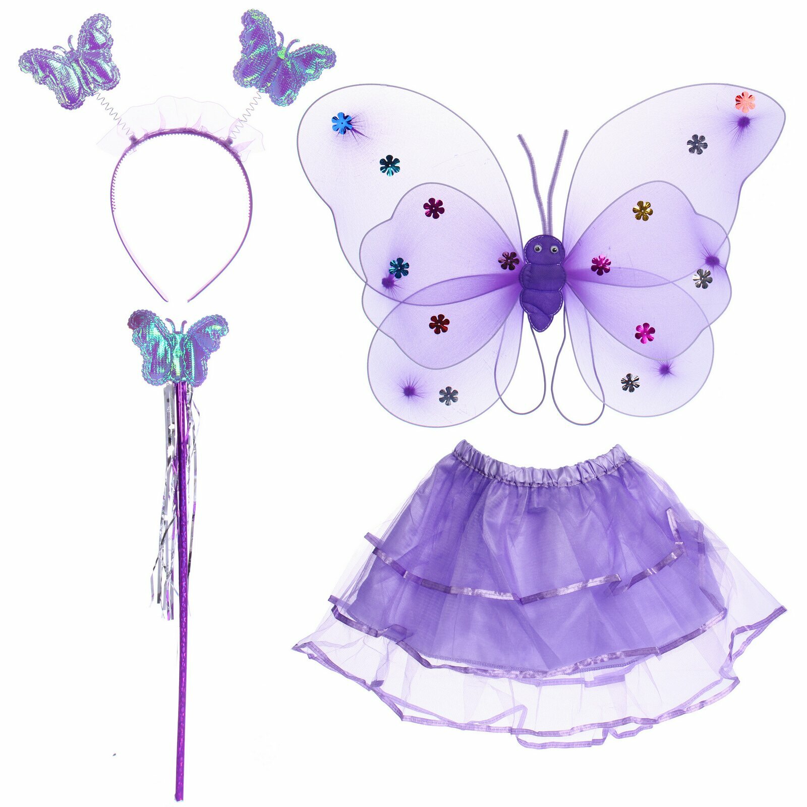 Карнавальный костюм «Волшебная сказка» юбка крылья палочка сиреневый