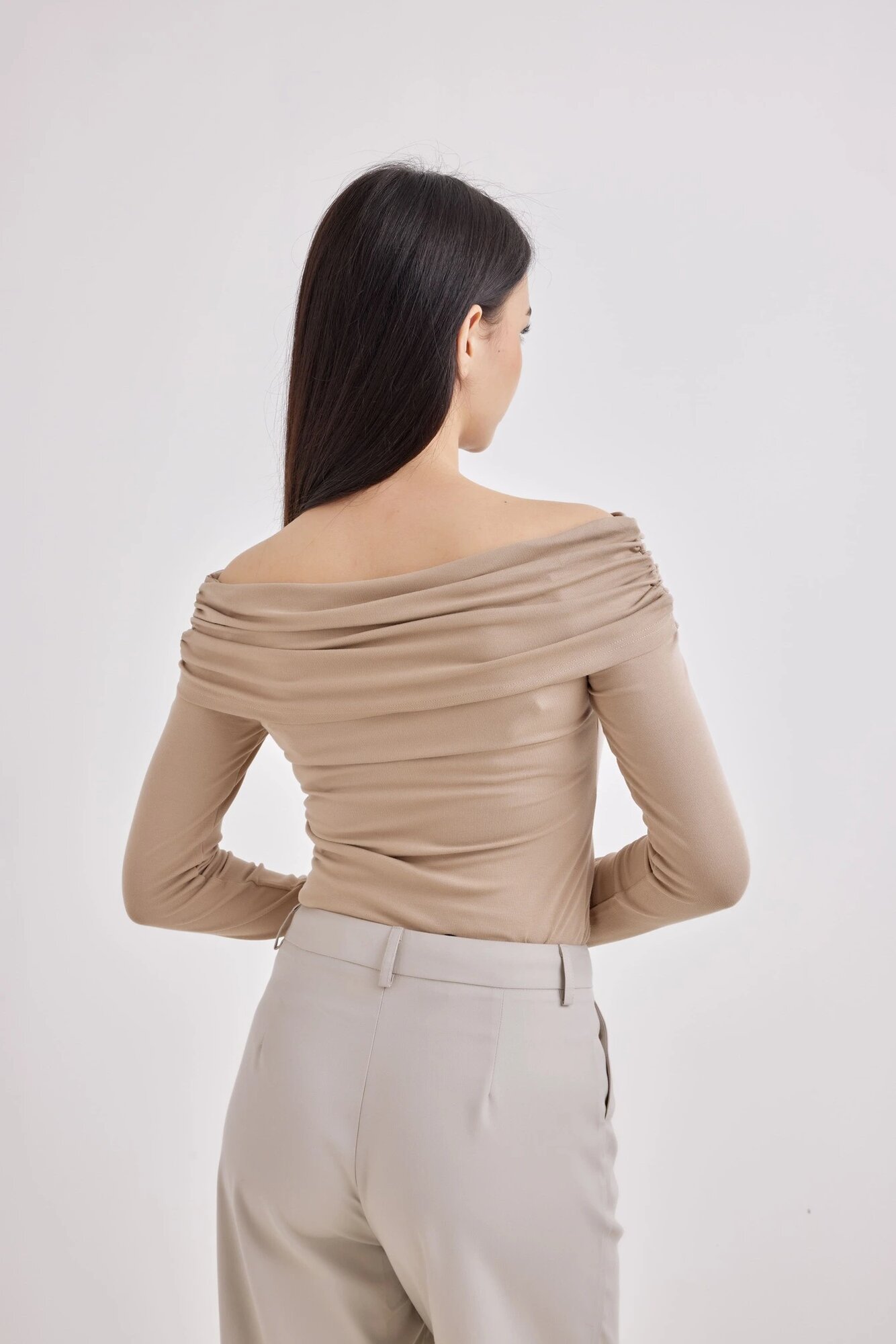 Лонгслив Selfie, размер XS, , бежевый — фото 1