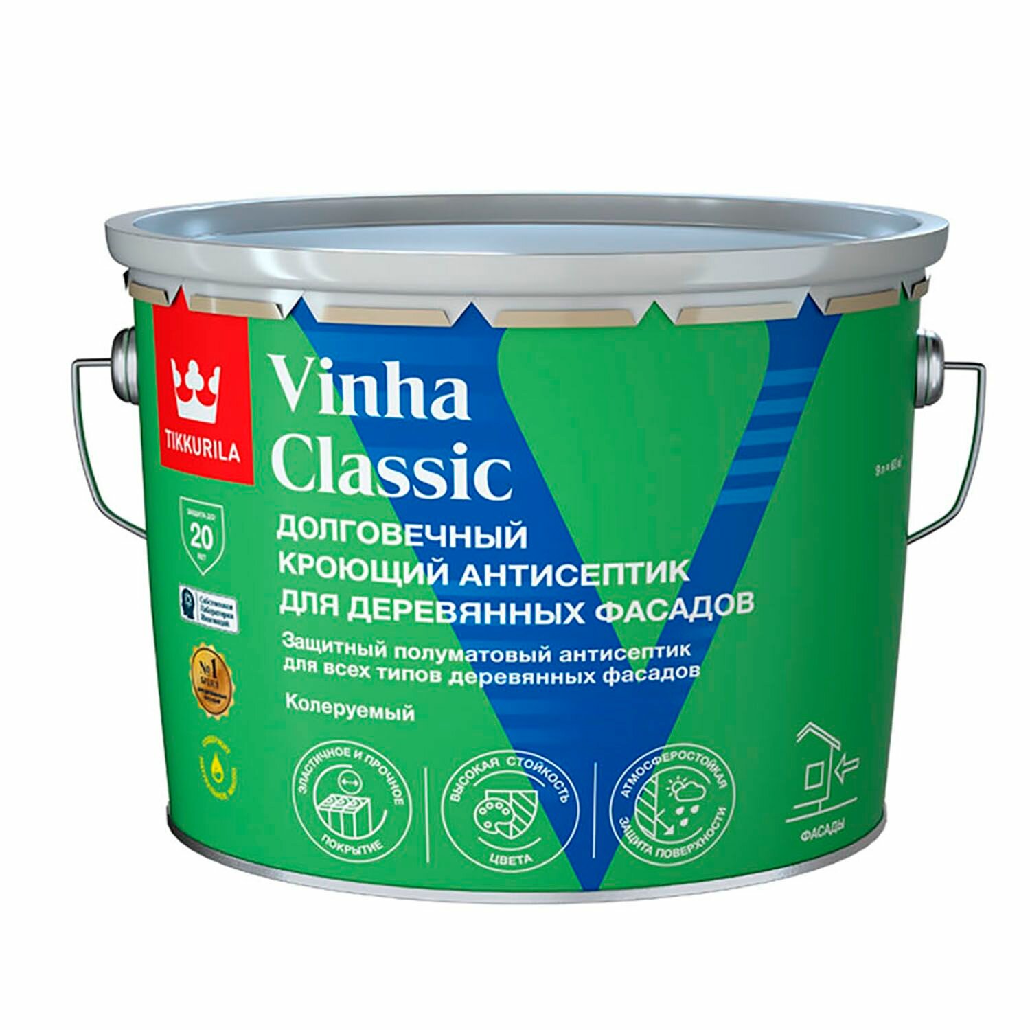 Антисептик кроющий Tikkurila VINHA CLASSIC VC полуматовый прозрачный 9 л