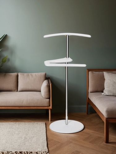 Изображение товара Вешалка напольная для одежды Классик МДФ металл белая 105*50 см