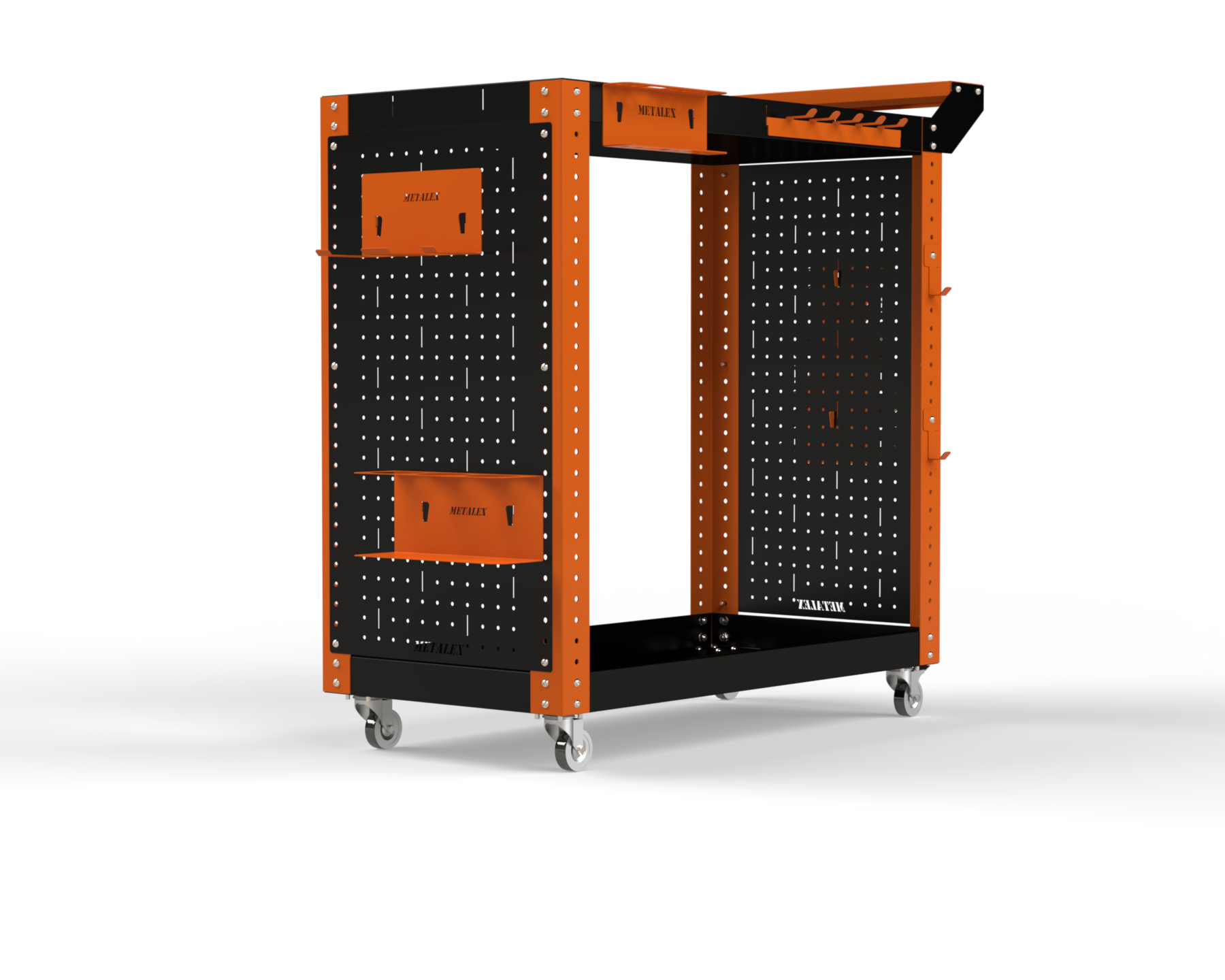 Тележка инструментальная Metalex Тип 2 800х450х800 2-е полки (оранжево-черный)