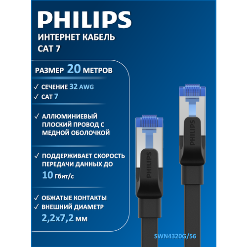 Интернет кабель/патч-корд Philips CAT.7 SWN4320G/56, 32AWG, 20 м