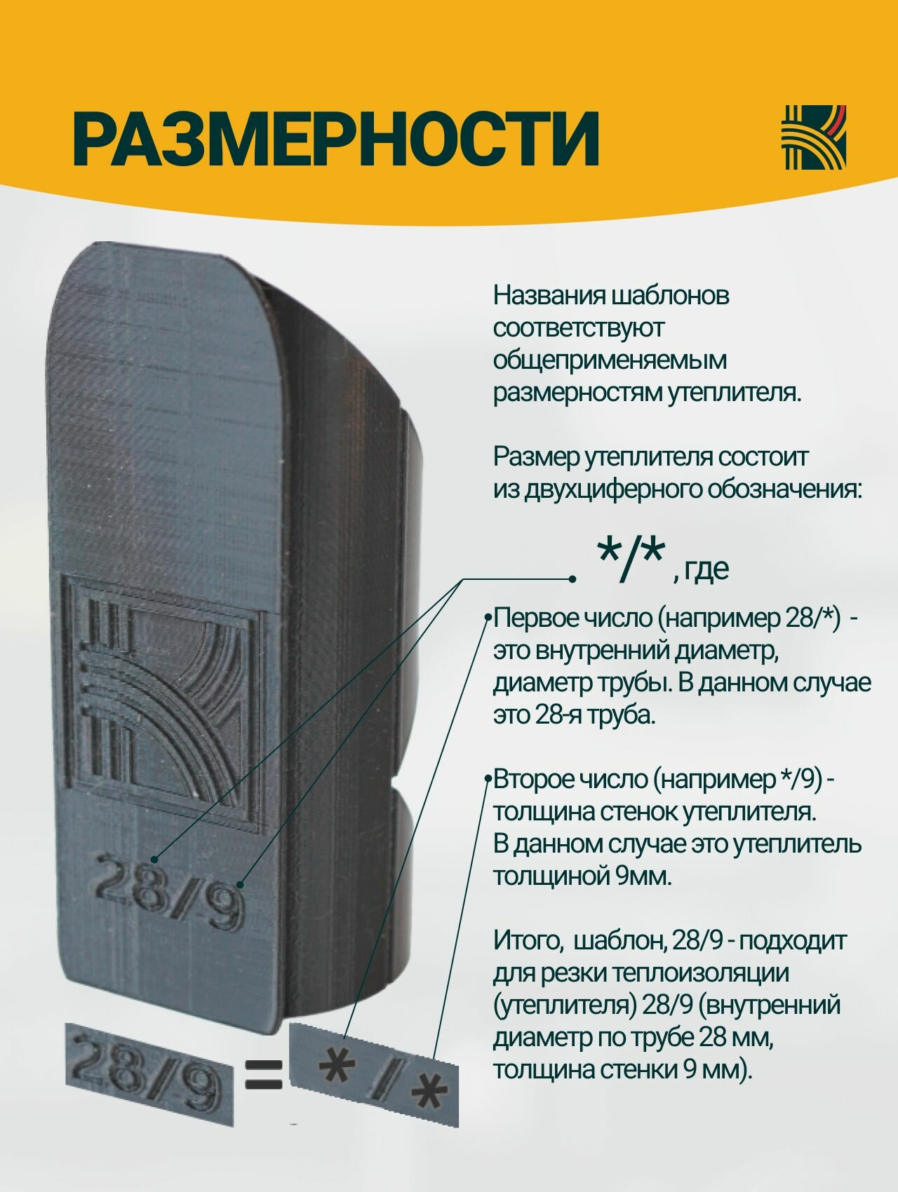 Кондукторы Для Сверления Шаблон для резки утеплителя (изоляции) труб 28/9