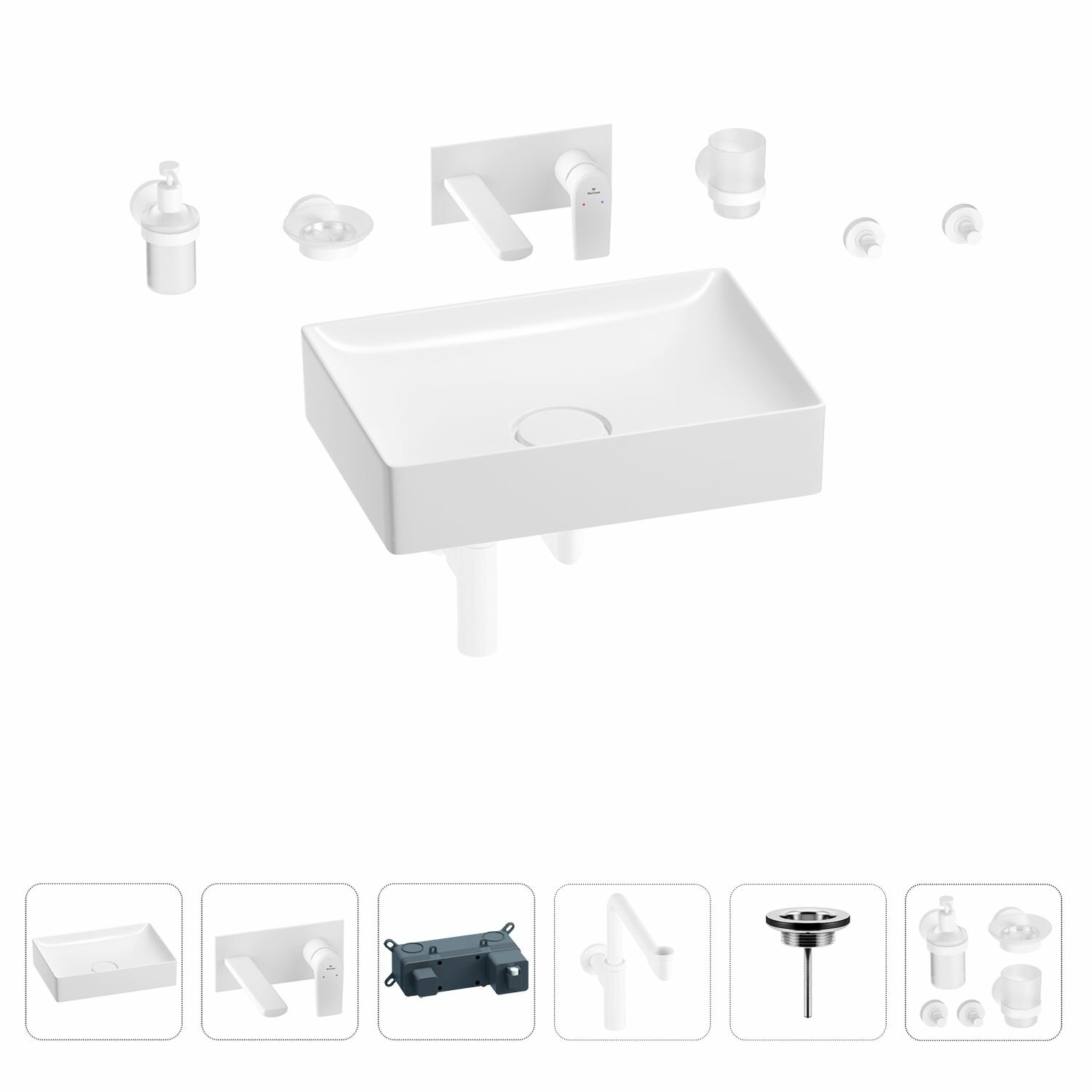 Раковина для ванной Wellsee Pure BY Wellsee в наборе 8 в 1 - фото №1