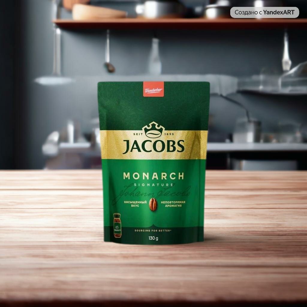 Растворимый кофе "Jacobs Monarch", 130 гр, насыщенный и богатый вкус — фото 1