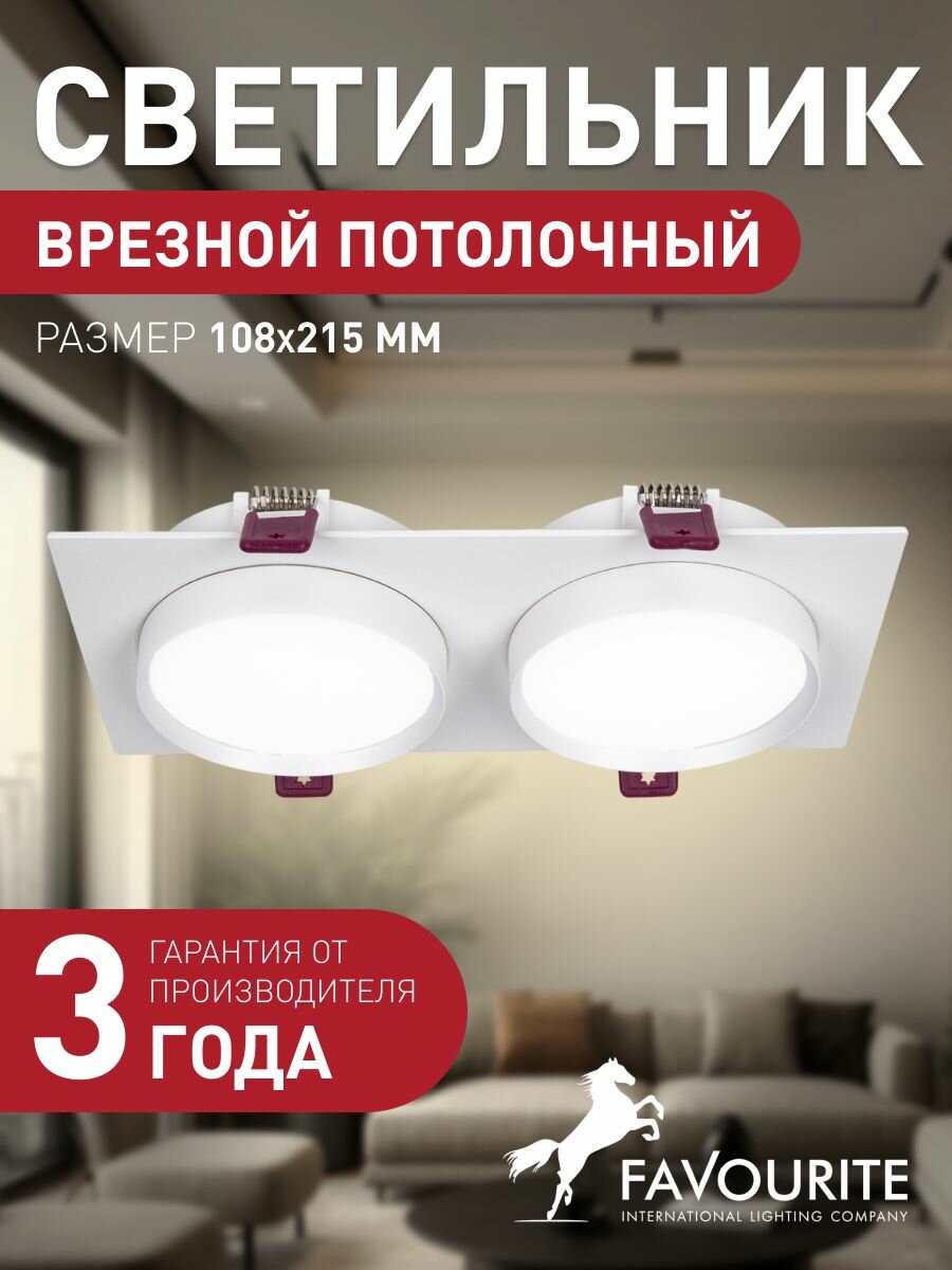 Встраиваемый врезной светильник FAVOURITE 4649-2C 12 кв м LED светодиодная 9 Вт 3000 K теплый белый IP20 акрил
