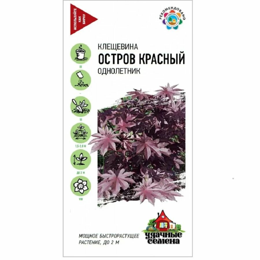 Клещевина Остров красный 5 шт Удачные семена Гавриш