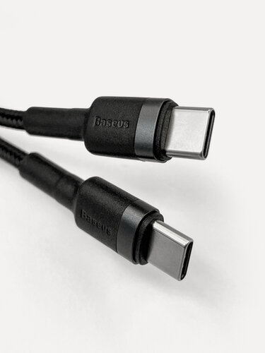 Изображение товара Кабель TYPE-C TYPE-C для быстрой зарядки телефона, шнур Baseus, провод тайпси, нейлоновая оплетка, 2 метра, черный