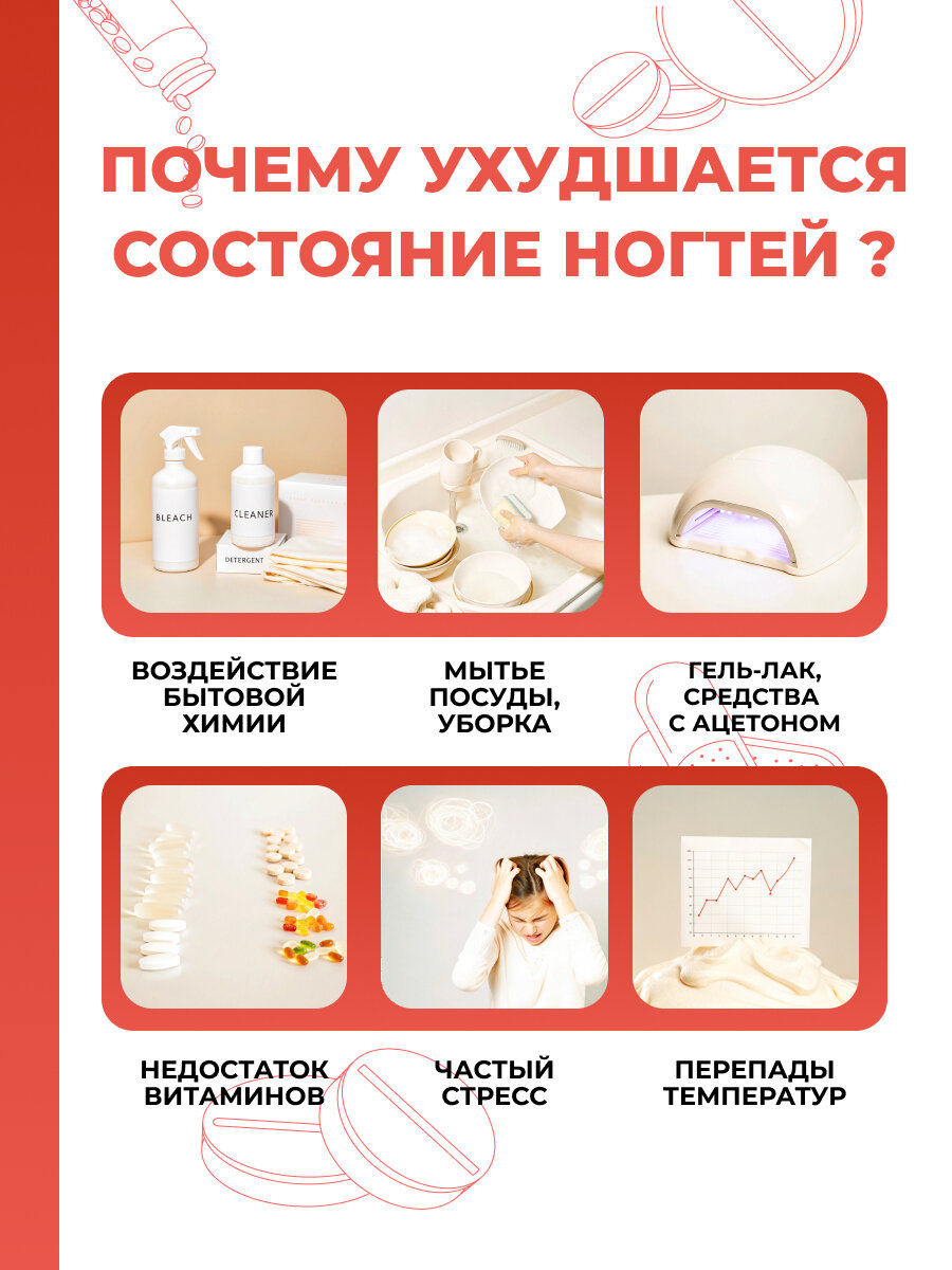 Лак лечебный для восстановления ногтей 8 в 1 SOS Лошадиная сила для роста и защиты ногтевой пластины с кальцием 10мл — фото 1