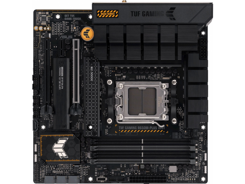 Материнская плата TUF GAMING B650M-PLUS WIFI, AM5, B650, 4*DDR5, 4*SATA, 2*M.2, 3*USB 3.2, 4*USB 2.0, Type-C, 3*PCIx16, 1*PCIx1, DP+HDMI, mATX; 90MB1BF0-M0EAY0