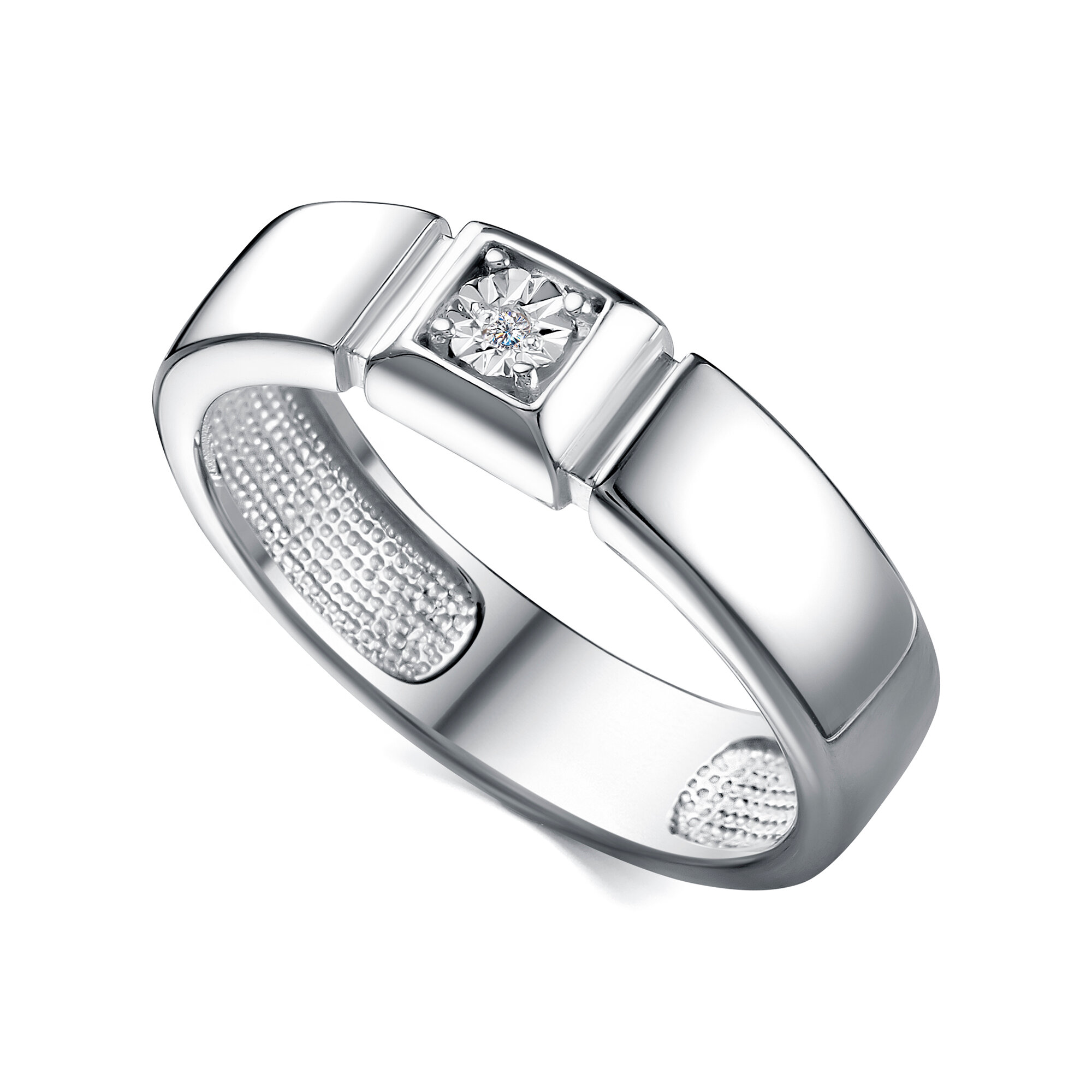 Кольцо Diamant online, серебро, 925 проба, родирование, бриллиант