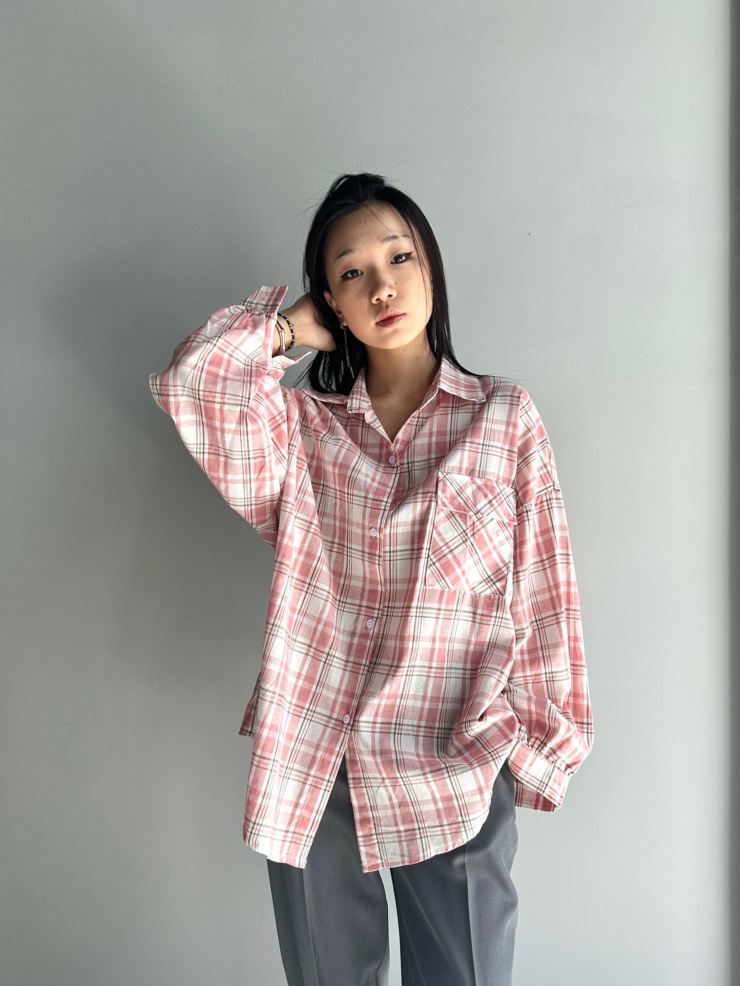 Рубашка INK розовый, зелёный, голубой, размер Std, голубой — фото 1