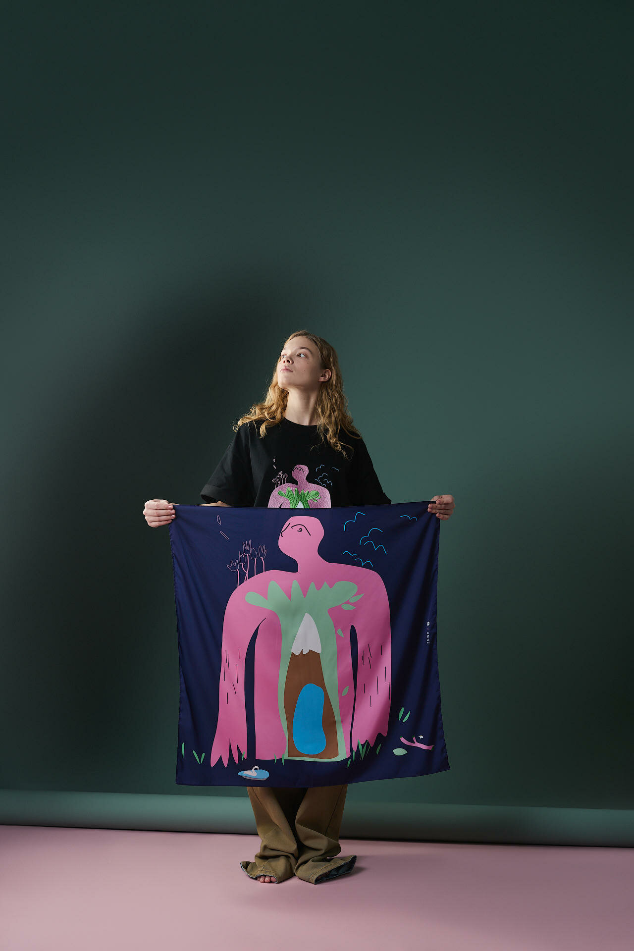 Платок ZNWR Листья внутри для женщин, multicolor