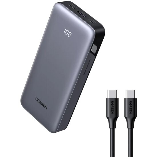 Внешний аккумулятор Ugreen PB535 (55994B) 10000mAh 2*USB-C USB-A 30W темно-серый