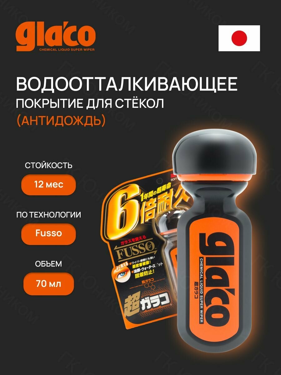 Антидождь для автомобиля SOFT99 Ultra Glaco водоотталкивающее покрытие для стекла с полимером Fusso