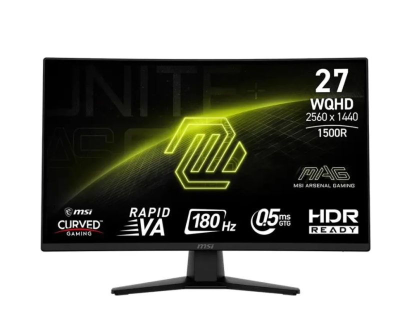 Монитор MSI 27" MAG 274CQF 1500R, 16:9, VA, QHD, 0,5ms, 300cd, 180Hz, HDMI, DP