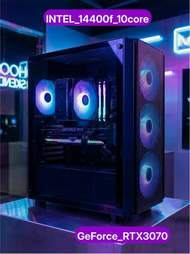 Изображение товара Игровой компьютер (системный блок) Intel Core i5-14400F 10 ядер/ RTX3070/ 32GB /SSD 1000Gb /750W