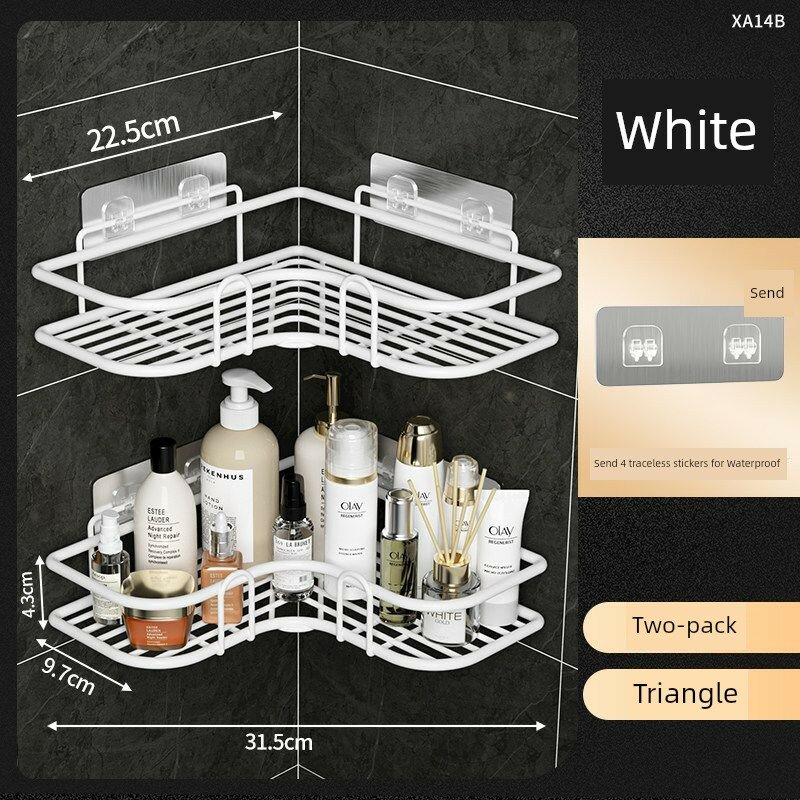 Белая металлическая треугольная настенная полка-органайзер для ванной и кухни, сушилка для посуды с adhesive, комплект