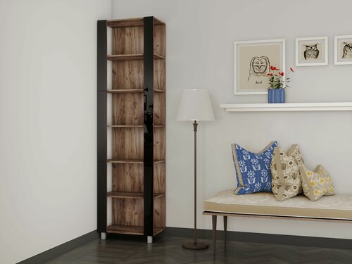 Изображение товара Стеллаж модульный Универсальный Черное стекло 35х60х240, Мебельная компания Е1, Дуб табачный