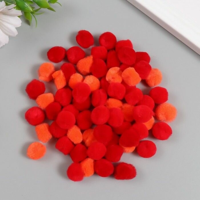 Декор для творчества "Помпончики. Алая заря" d 1,3 см набор 70 шт